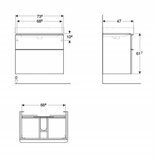 Geberit Smyle Square ormarić, melamin, orah, 73,4x61,7x47 cm/ u kombinaciji sa umivaonikom 500.249.0 