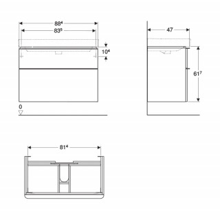 Geberit Smyle Square ormarić, beli, sjaj, 88,4x61,7x47 cm/ u kombinaciji sa umivaonikom 500.251.01.1 