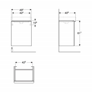 Geberit Smyle Square ormarić za umivaonik, sa jednim vratima,beli, sjaj, 49,2x61,7x40,6 cm/ u kombin 
