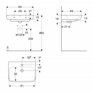 Geberit Selnova Square umivaonik, 65x48 cm 500.299.01.1 