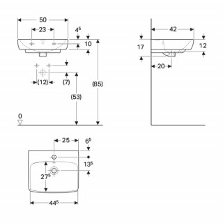 Geberit Selnova Square umivaonik, 50x42 cm 500.310.01.1 