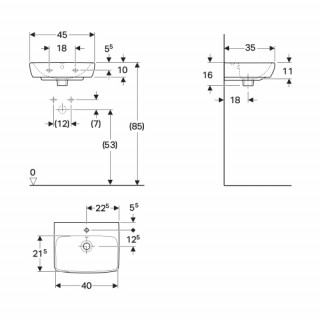 Geberit Selnova Square umivaonik, 45x35 cm 500.322.01.1 