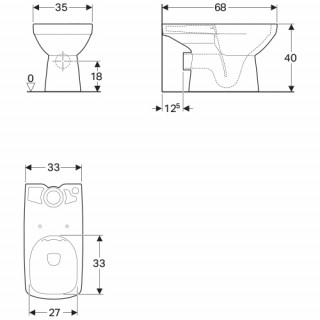 Geberit Selnova Square wc solja za monoblok, podna, rimfree u kombinaciji sa 