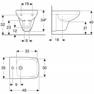 Geberit Selnova Square konzolni bide, dubina 48cm 500.272.01.1 