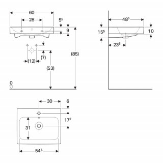 Geberit iCon umivaonik, 60x48,5 cm 124060000 