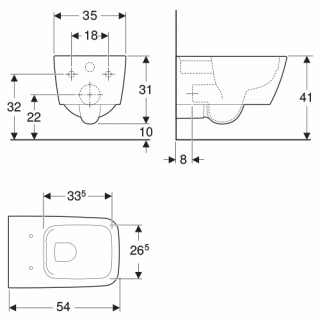 Geberit iCon Square konzolna wc šolja, rimfree 201950000 