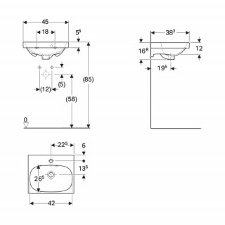 Geberit Acanto umivaonik, 45x38,2cm 500.636.01.2 