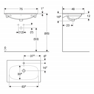 Geberit Acanto umivaonik ugradni, 75x48 cm 500.641.01.2 