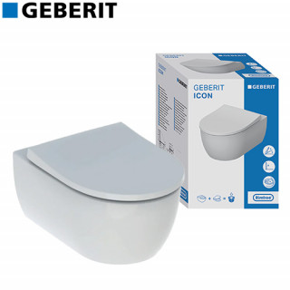 Geberit ICON 500.784.01.1 set konzolna wc šolja 204060000 skriveno kačenje Rimfree sa slim SC daskom 