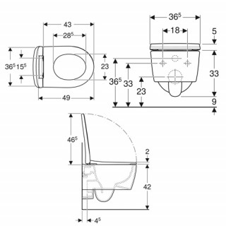 Geberit ICON 500.814.00.1 set konzolna wc šolja smanjena dubina  49cm 204070000 skriveno kačenje Rim 