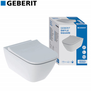 Geberit SMYLE SQUARE500.683.00.2 set konzolna wc šolja 500.208.01.1  skriveno kačenje Rimfree sa sli 