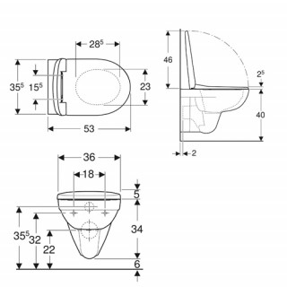 Geberit SELNOVA501.751.00.2 set konzolna wc šolja 500.265.01.1  vidljivo kačenje Rimfree sa SC dasko 