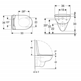 Geberit SELNOVA501.752.00.2 set konzolna wc šolja 500.260.01.1  vidljivo kačenje  sa običnom daskom 