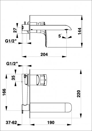 Herz Elite Black Ugradna Armatura Za Umivaonik E80B Crna 00080B 