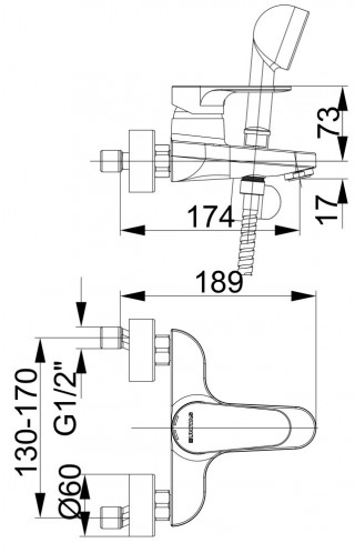 Herz Infinity Baterija Za Kadu I30 Sa Tus Rucicom, Crevom I Zidnim Drzacem 00302 