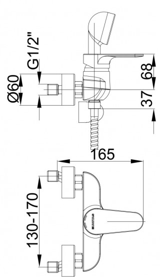 Herz Infinity Baterija Za Tus Kadu I40 Sa Tus Rucicom, Crevom I Zidnim Drzacem 00402 