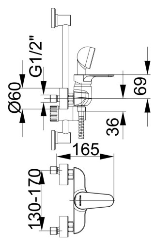 Herz Infinity Baterija Za Tus Kadu I40 Sa Tus Rucicom, Crevom I Kliznom Sipkom 00403 