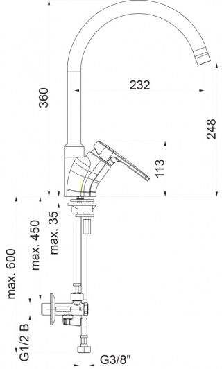 Herz Infinity Baterija Za Sudoperu I22 Sa Tri Cevi I Ugaonim Ventilima 01173 