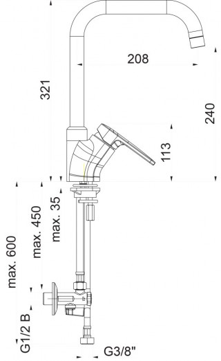 Herz Infinity Baterija Za Sudoperu I23 Sa Tri Cevi I Ugaonim Ventilima 01175 