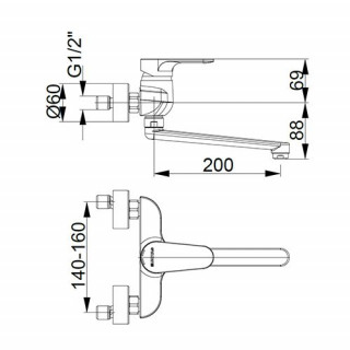 Herz Infinity Baterija Za Sudoperu Zidna I41 Izliv 200 Mm 00201 