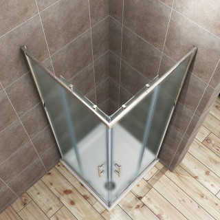 NKS Paravan 6005 90x90x185 mat staklo 6mm, plitka, silver, kompenzacioni profil KBJF00490S 