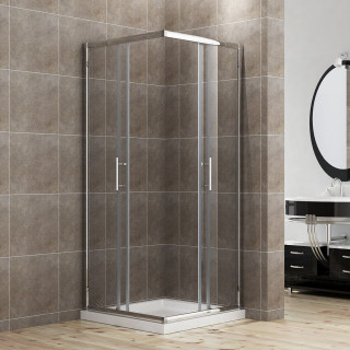 NKS Paravan 6005 providno staklo 6mm 80x80x185 plitka, silver, kompenzacioni profil KBJF00480ST 