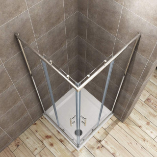 NKS Paravan 6005 providno staklo 6mm 80x80x185 plitka, silver, kompenzacioni profil KBJF00480ST 