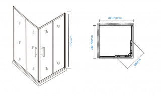 NKS Paravan 6006 providno staklo 6mm 80x80x195 silver, kompenzacioni profil KBJ600680 