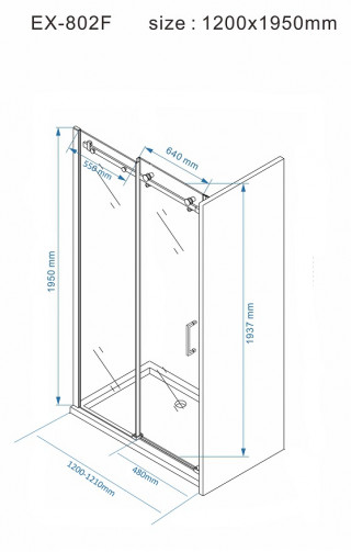 Nks Tus Paravan EX802F 1200x1950/ 8mm NANO EASY CLEAN KBKEX802F120 