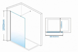 Nks Tus Fonte paravan walk in 195x80/8mm KBFOW80 