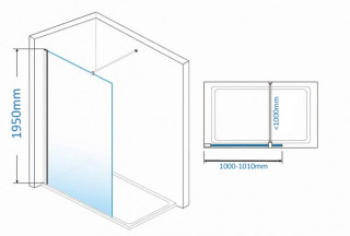 Nks Tus Fonte paravan walk in 195x100/8mm KBFOW100 