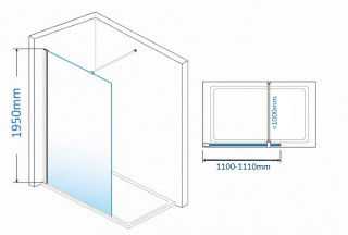 Nks Tus Fonte paravan walk in 195x110/8mm KBFOW110 