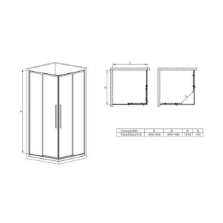 DIP TUS KABINA CRNA BR6631CA-90 90x90cm visina 1950mm ,providno staklo 6mm 