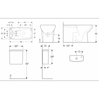 Geberit Selnova Square monoblok simplon/baltik sa wc daskom back to wall rimfree 