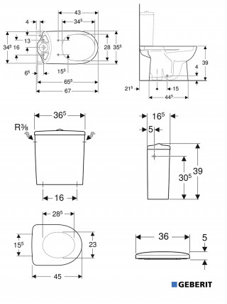 Geberit Selnova monoblok baltik sa wc daskom 