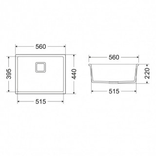 Milo Granitna sudopera MILO QUBUS 56x44 Pure sand sa sifonom QUB.P.1K56 
