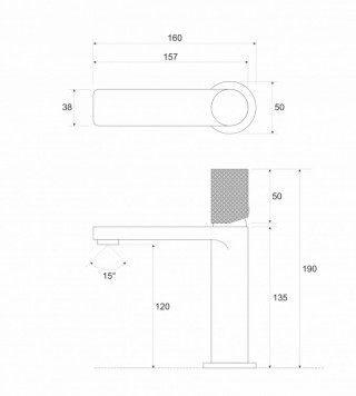 Cop Baterija za lavabo COPEN NOOK GRIP ganmetal C-01-102GM 