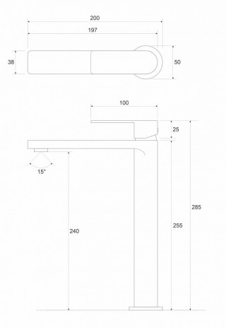 Cop Baterija za lavabo visoka COPEN NOOK mat crna C-01-101MB 