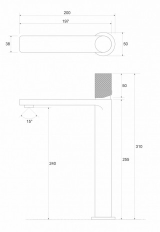 Cop Baterija za lavabo visoka COPEN NOOK GRIP mrt crna / bruseno zlato C-01-103MB/BTG 