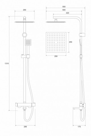 Cop Baterija i usponski tus sa izlivom COPEN NOOK mat crna cetvrtasti set C-01-111MB 