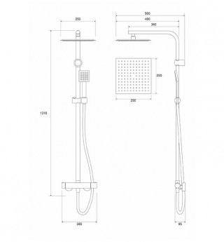 Cop Baterija i usponski tus COPEN NOOK mat crna cetvrtasti set C-01-113MB 