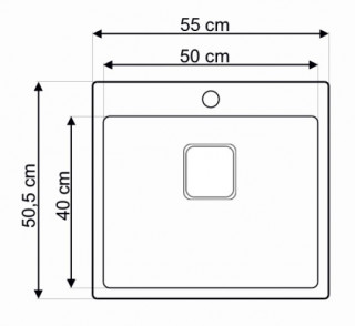 Lav sudopera AS 383   550x505x200 mm  / 1mm  sa sifonom 