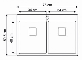 Lav sudopera AS 390   750x505x200 mm  / 1mm  sa sifonom 