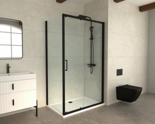 COPEN Tus kabina ATLAS BLACK 800X1000X1950 trans staklo 6mm crni mat ram  C-02-B4100T+C-02-4080T 