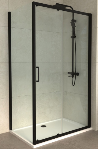 COPEN Tus kabina ATLAS BLACK 700X1400X1950 trans staklo 6mm crni mat ram  C-02-B4140T+C-02-4070T 