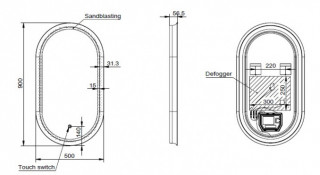 COPEN Ogledalo 500x900 sa alu ramom 56,5mm LED ganmetal C-06-102GM 