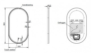 COPEN Ogledalo 500x900 sa alu ramom 40,6mm LED ganmetal C-06-105GM 