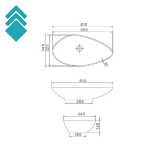 TURKUAZ OLIVE 61X36 cm LAVABO CRNO MAT 72107-97 
