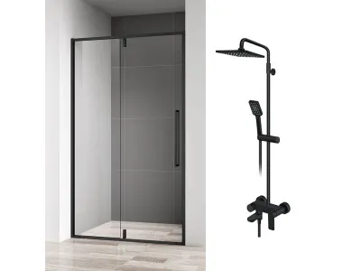Set Rosan S2 Black Slavina Za Tus Kadu 237351B + Copen Absolut Dark Kabina Pivot 120X80Cm 