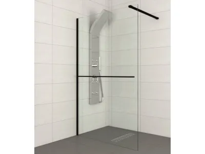 CONCEPT Walk-in  MONTE PLUS 900x2000 crni mat ram 8mm staklo i držač peškira C-02-WIB90 